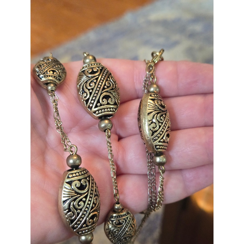 Coldwater Creek Necklace Filagree Station Necklace Vintage 34"in
